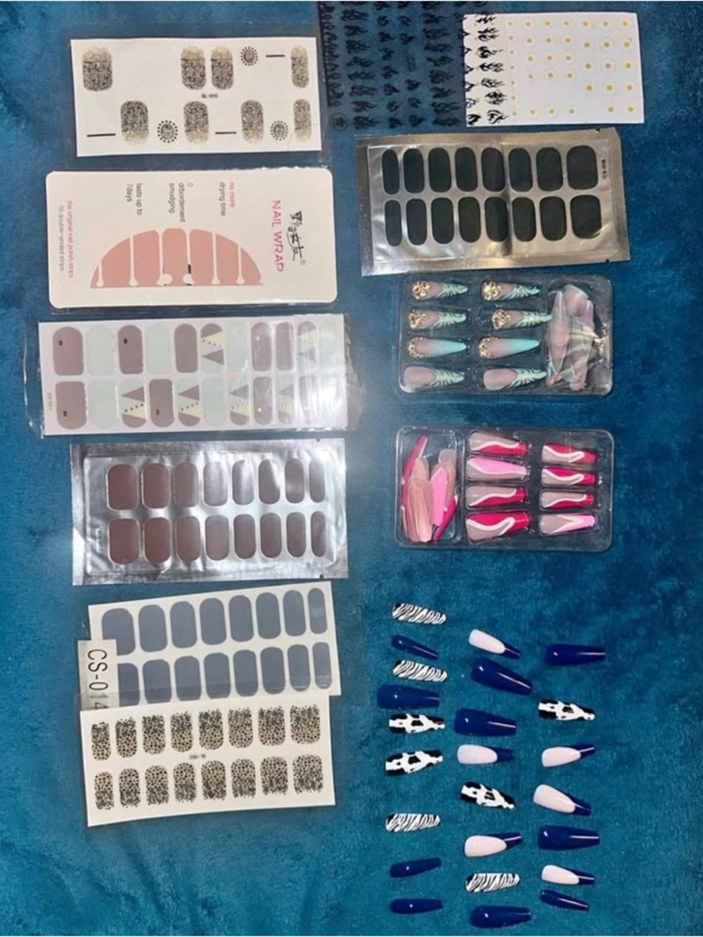 Assorted Press-On Nails, nail wraps & stickers